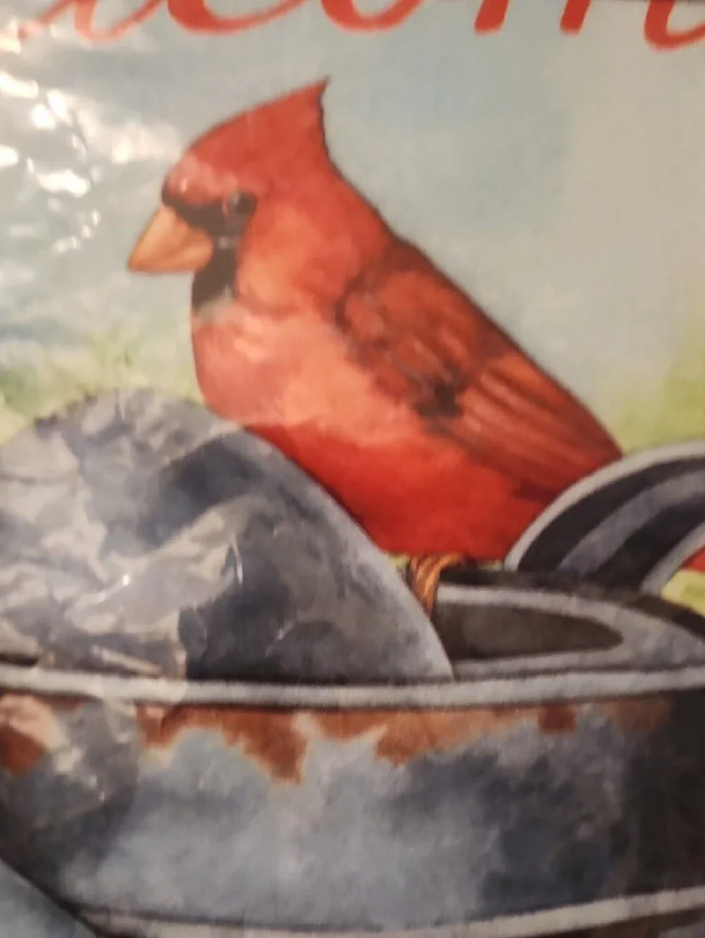 Welcome Garden Flag - Floral Birds in Red and Yellow - NWOT